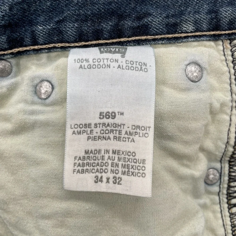 Levi's 569 Jeans Mens 35x29* Straight Baggy Whisker Denim Y2k Workwear 90s Skate